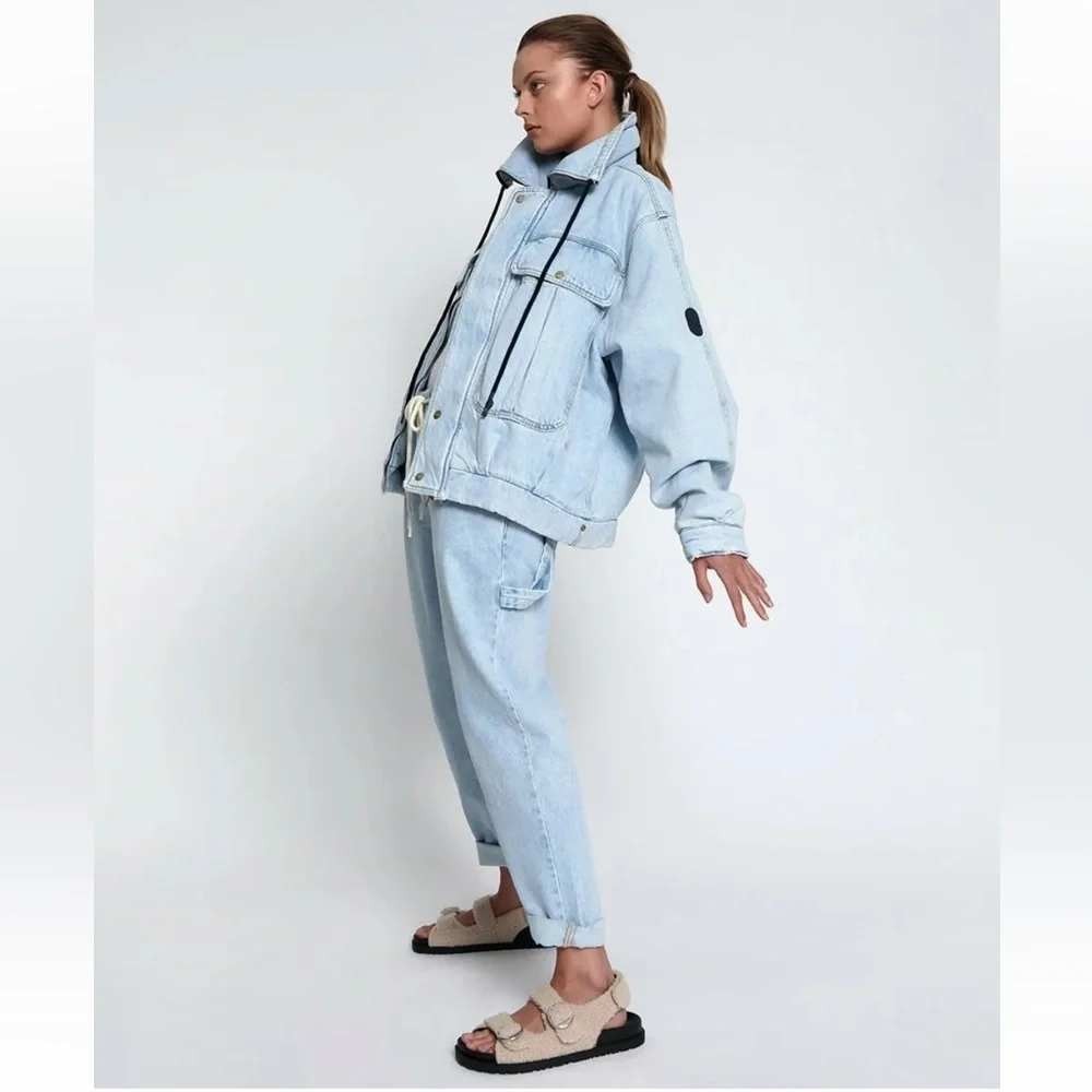 One Teaspoon Workwear Shabbies Drawstring Boyfriend Jeans Light Wash Denim XS - Picture 3 of 11